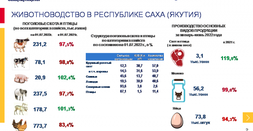Животноводство в Республике Саха (Якутия) - оперативные данные за январь-июнь 2022 года